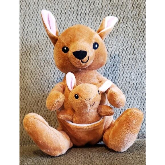 8 Inch RMS International Kangaroo With Baby In Pouch Stuffed Animal Plush Toy - Picture 1 of 11